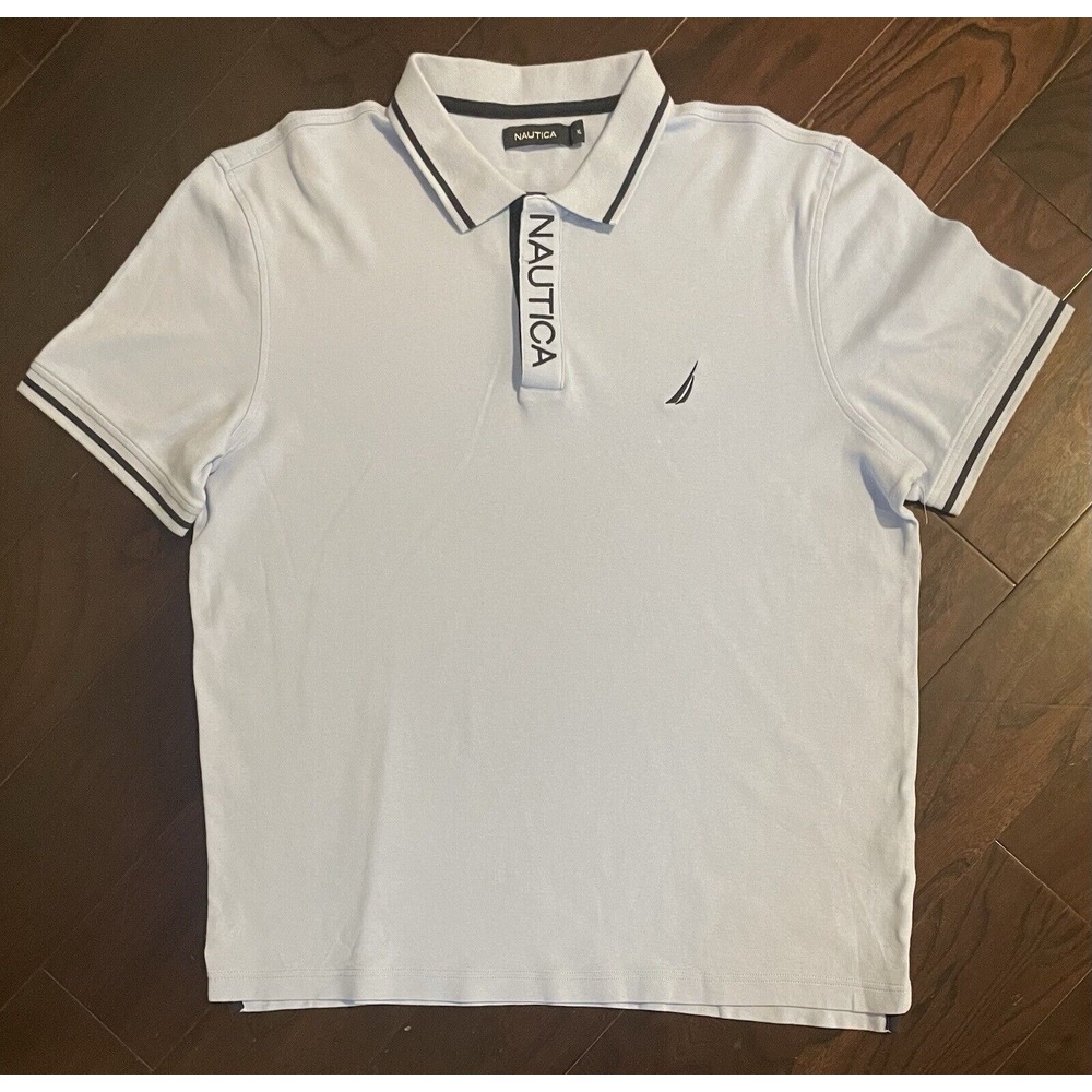 Nautica Polo Shirt Mens Xl Blue Short Sleeve Sailing Regatta Vintage